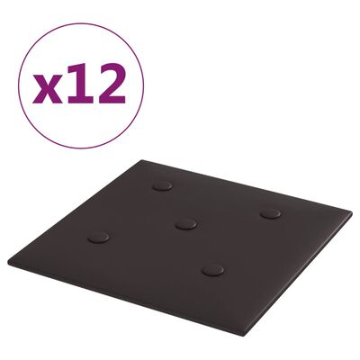 vidaXL Nástenné panely 12 ks čierne 30x30 cm umelá koža 1,08 m²