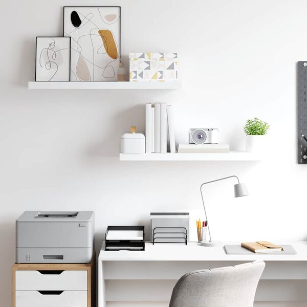 vidaXL Pl&aacute;vaj&uacute;ce n&aacute;stenn&eacute; police 2 ks, biele 80x23,5x3,8 cm, MDF