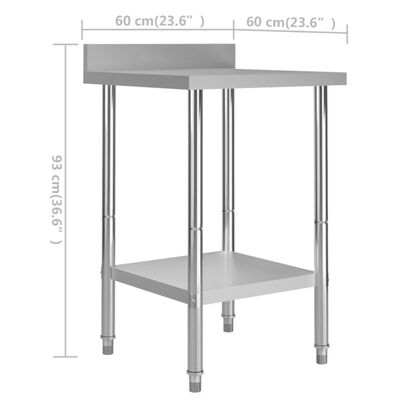 vidaXL Kuchynský pracovný stôl, prístenný 60x60x93 cm, oceľ