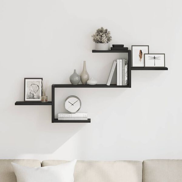 vidaXL Nástenná polica čierny dub 104x15x49 cm kompozitné drevo