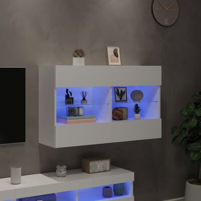 vidaXL TV nástenná skrinka s LED svetlami biela 98,5x30x60,5 cm