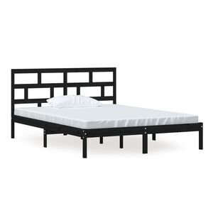 vidaXL Posteľn&yacute; r&aacute;m čierny 150x200 cm King mas&iacute;vne drevo