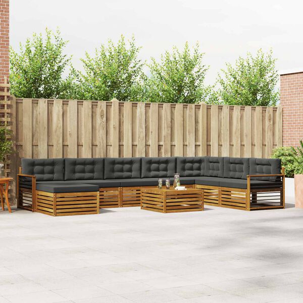 vidaXL S&uacute;pravy pohoviek s vank&uacute;&scaron;om 9 pcs Pr&iacute;rodn&aacute; a antracitov&aacute;