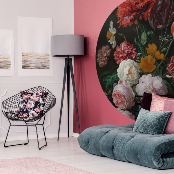 WallArt Kruhová tapeta Golden Age Flowers 142,5 cm