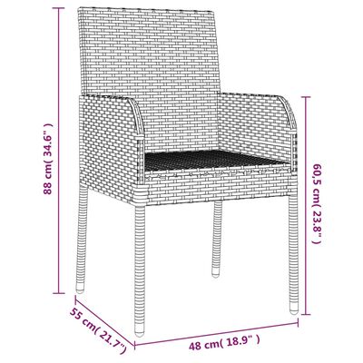 vidaXL Záhradné stoličky s podložkami 2 ks polyratan čierne