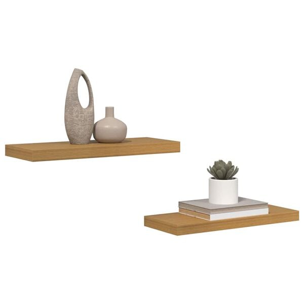 vidaXL Stenná polica 2 pcs Béžová 60 x 23,5 x 4 cm Kompozitné drevo
