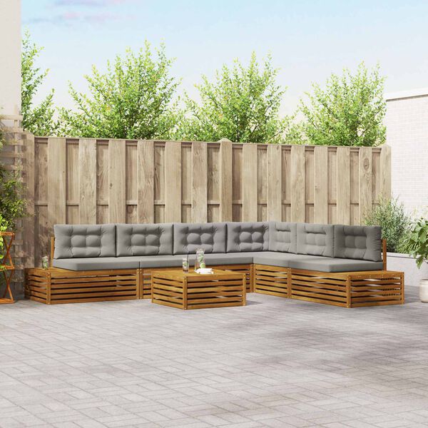 vidaXL Z&aacute;hradn&aacute; s&uacute;prava gaučov s vank&uacute;&scaron;om 7 Kus Pr&iacute;rodn&aacute; a svetlosiv&aacute;