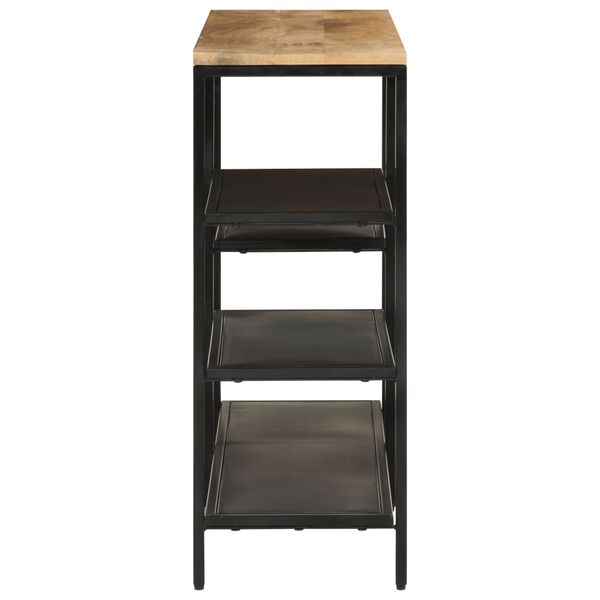 vidaXL Konzolový stolík 110x55x75 cm, surový mangový masív a železo