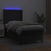 vidaXL Boxspring posteľ s matracom a LED čierna 90x200 cm umelá koža