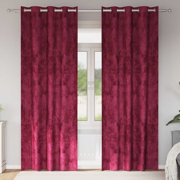 vidaXL Sametové závesy 2 pcs vínovo červená 245 x 140 cm Zamat