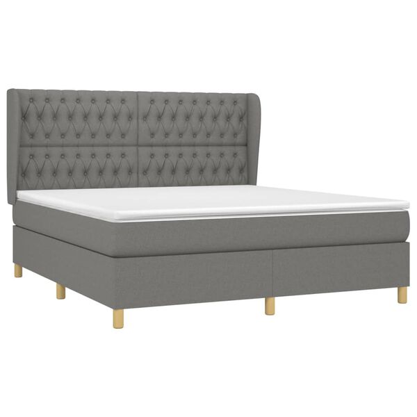 vidaXL Boxspring posteľ s matracom tmavosiv&aacute; 180x200 cm l&aacute;tka