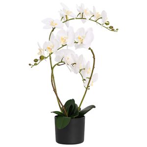 vidaXL Umel&aacute; orchidea s kvetin&aacute;čom Biela 45 x 15 x 65 cm
