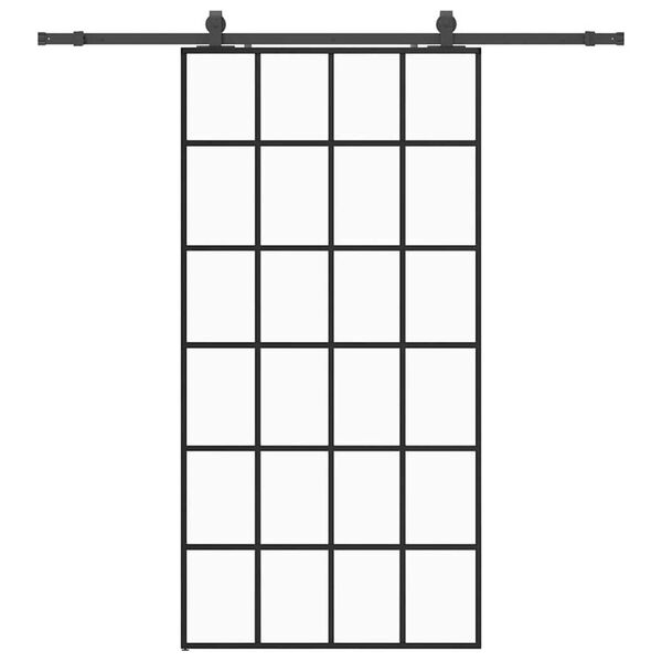 vidaXL Posuvn&eacute; dvere s kovan&iacute;m čierne 102x205 cm ESG sklo