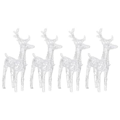 vidaXL Vianočné soby 4 ks teplé biele 160 LED akrylové