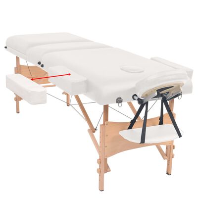 vidaXL Skladací masážny stôl, 3 zóny, 10 cm hrubý, biely