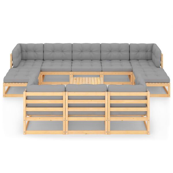 vidaXL 11-dielna z&aacute;hradn&aacute; sedacia s&uacute;prava+podložky, borovicov&yacute; mas&iacute;v