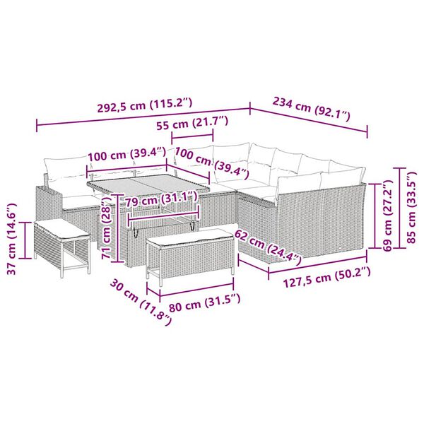 vidaXL S&uacute;prava z&aacute;hradn&yacute;ch pohoviek s vank&uacute;&scaron;om 13 pcs Čierna polyratan