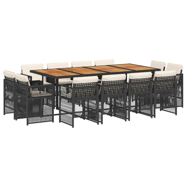 vidaXL 13-dielna z&aacute;hr. jed&aacute;lensk&aacute; s&uacute;prava s vank&uacute;&scaron;mi čierna polyratan