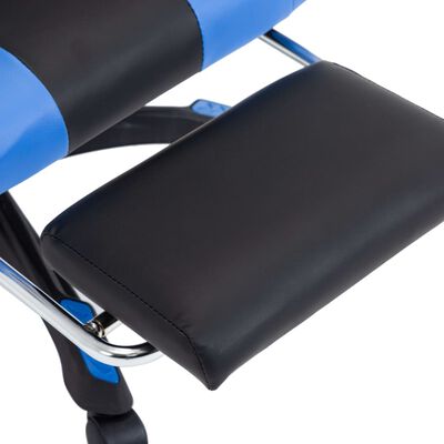 vidaXL Herná stolička s opierkou na nohy, modro čierna, umelá koža