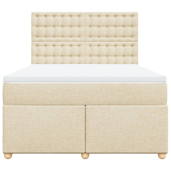 vidaXL Posteľn&yacute; r&aacute;m boxspring s matracom kr&eacute;mov&yacute; 160x200 cm l&aacute;tka