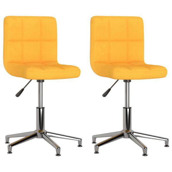 vidaXL Otočn&eacute; jed&aacute;lensk&eacute; stoličky 2 ks horčicovo-žlt&eacute; l&aacute;tkov&eacute;