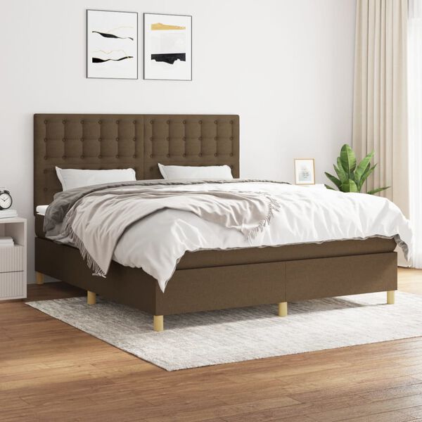vidaXL Boxspring posteľ s matracom tmavohned&aacute; 180x200 cm l&aacute;tka