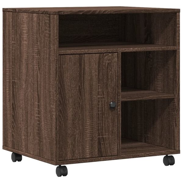 vidaXL Stojan na tlačiareň s kolieskami hned&yacute; dub 60x50x67 cm