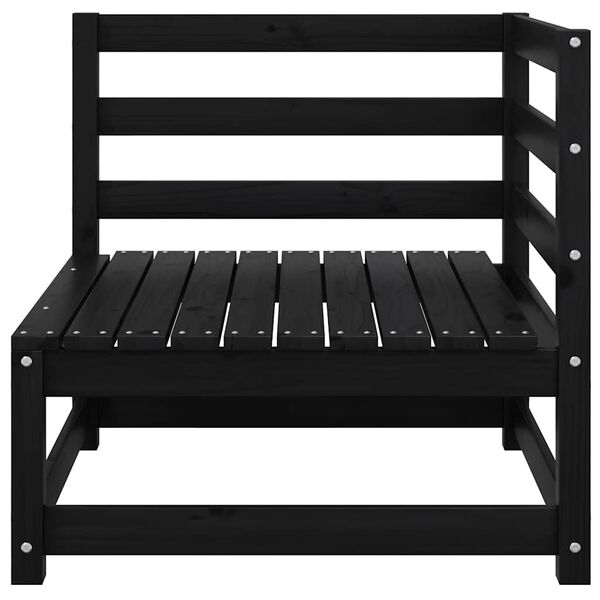 vidaXL Záhradná 2-miestna pohovka s podložkami čierna borovicový masív