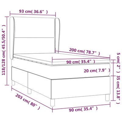 vidaXL Posteľný rám boxsping s matracom bledosivý 90x200 cm zamat