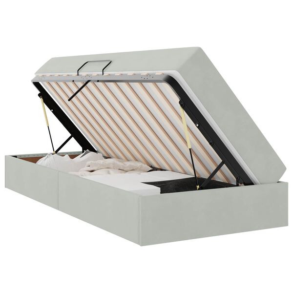 vidaXL Postel s &uacute;ložn&yacute;m prostorem a matrac&iacute; Svetlosiv&aacute; 100 x 200 cm