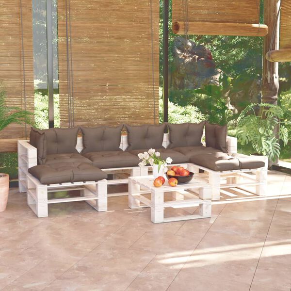 vidaXL 7-dielna z&aacute;hradn&aacute; paletov&aacute; s&uacute;prava s podložkami, borovica