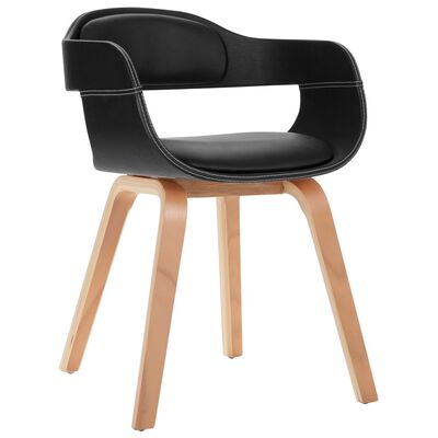 vidaXL Jedálenská stolička čierna umelá koža a ohýbané drevo