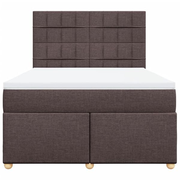 vidaXL Boxspring posteľ s matracom tmavohned&aacute; 140x200 cm l&aacute;tka