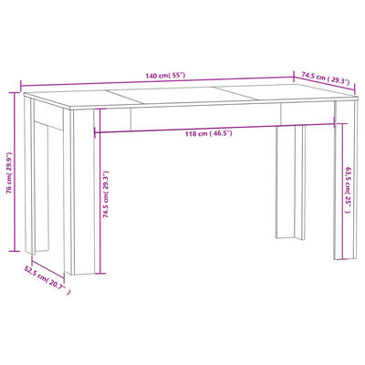 vidaXL Jedálenský stolík biely 140x74,5x76 cm kompozitné drevo