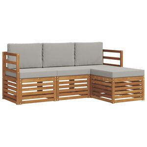 vidaXL Z&aacute;hradn&aacute; s&uacute;prava gaučov s vank&uacute;&scaron;om 4 pcs Pr&iacute;rodn&aacute; a svetlosiv&aacute;