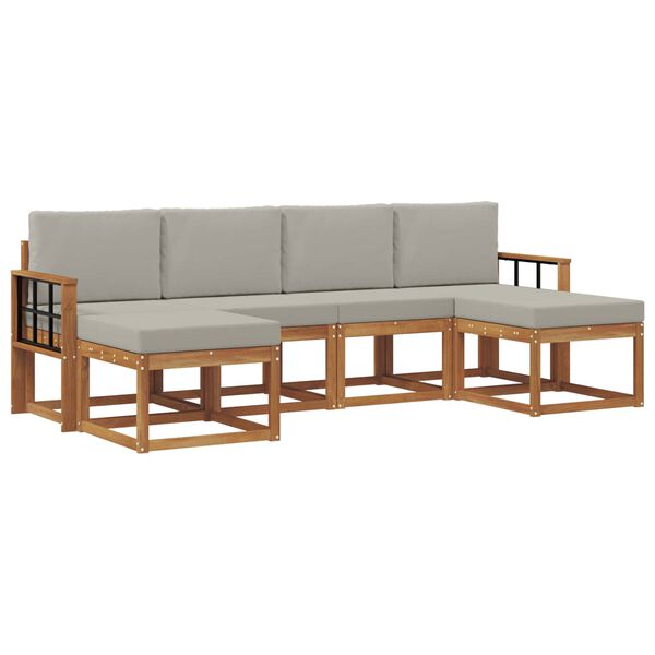 vidaXL Z&aacute;hradn&aacute; s&uacute;prava gaučov s vank&uacute;&scaron;om 6 pcs Pr&iacute;rodn&aacute; a svetlosiv&aacute;