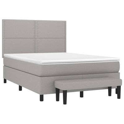 vidaXL Boxspring posteľ s matracom bledosivý 140x190 cm látka