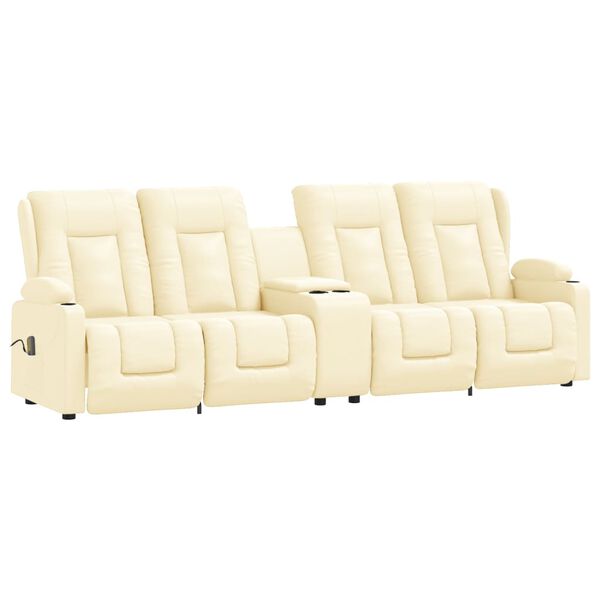 vidaXL 4-miestne sklápacie masážne kreslo+držiaky na poháre, krémové