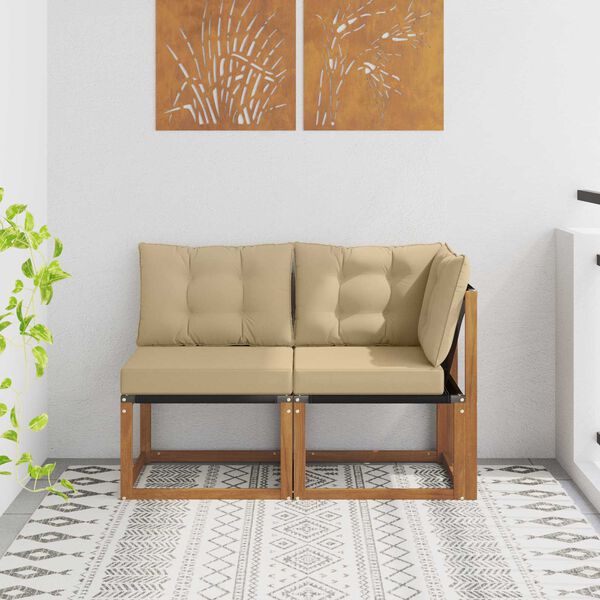 vidaXL Vonkaj&scaron;ia stredn&aacute; a rohov&aacute; pohovka s vank&uacute;&scaron;om 2 Kus Pr&iacute;rodn&aacute;