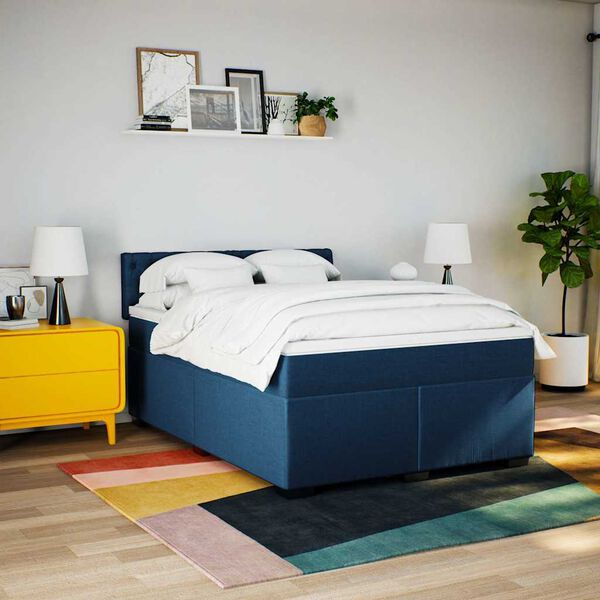 vidaXL Boxspring posteľ s matracom modr&yacute; 140x190 cm l&aacute;tka