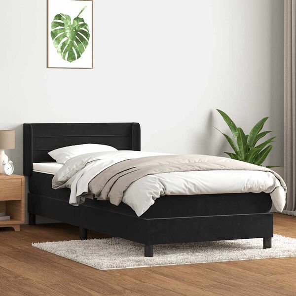 vidaXL Posteľn&yacute; r&aacute;m boxspring s matracom čierny 80x210 cm zamat