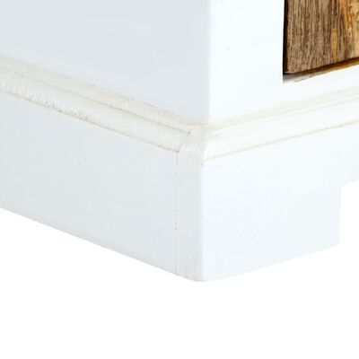 vidaXL Nočný stolík biely a hnedý 40x30x50 cm surový mangový masív