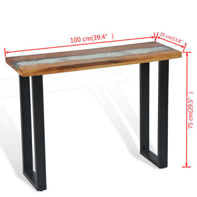 vidaXL Konzolový stolík, teakové drevo, 100x35x75 cm