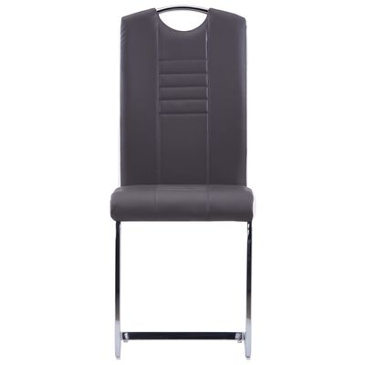 vidaXL Jedálenské stoličky, perová kostra 2 ks, sivé, umelá koža