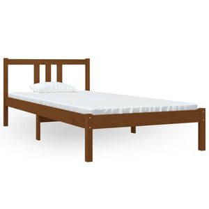 vidaXL Posteľn&yacute; r&aacute;m medovo-hned&yacute; mas&iacute;vne drevo 90x200 cm