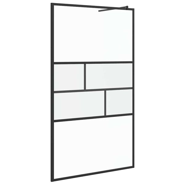 vidaXL Stena walk-in sprchy Čierna 80 x 195 x 0.5 cm Sklo a hliník