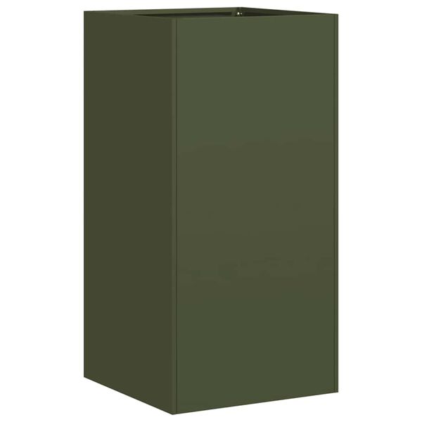 VidaXL kvetináč Olive Green 40x40x80 cm Oceľ valcovaná za studena