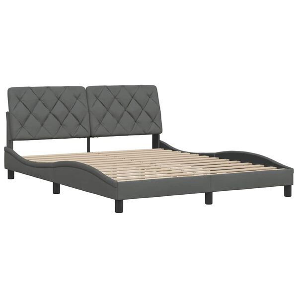 vidaXL R&aacute;m postele bez matraca tmavosiv&aacute; 160x200 cm l&aacute;tka