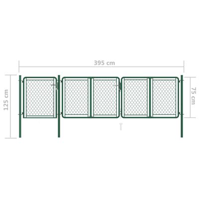 vidaXL Záhradná brána, oceľ 75x395 cm, zelená