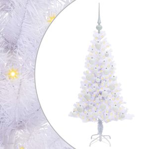 vidaXL Umel&yacute; vianočn&yacute; stromček s 150 LED-i Biela 120 cm PVC a oceľ